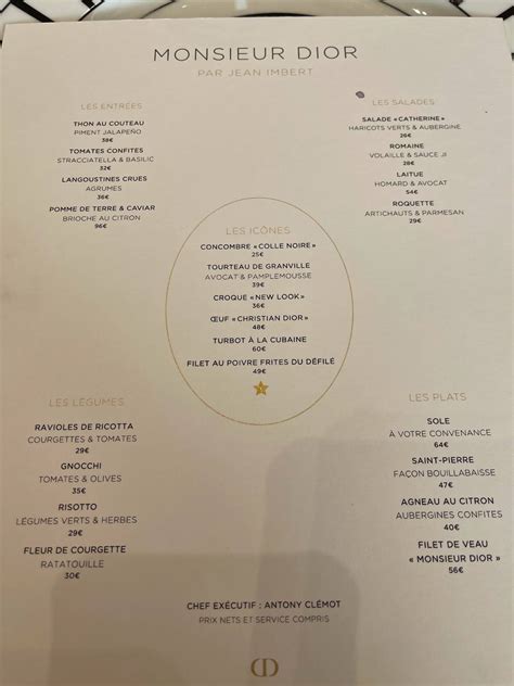 dior galette|monsieur dior menu.